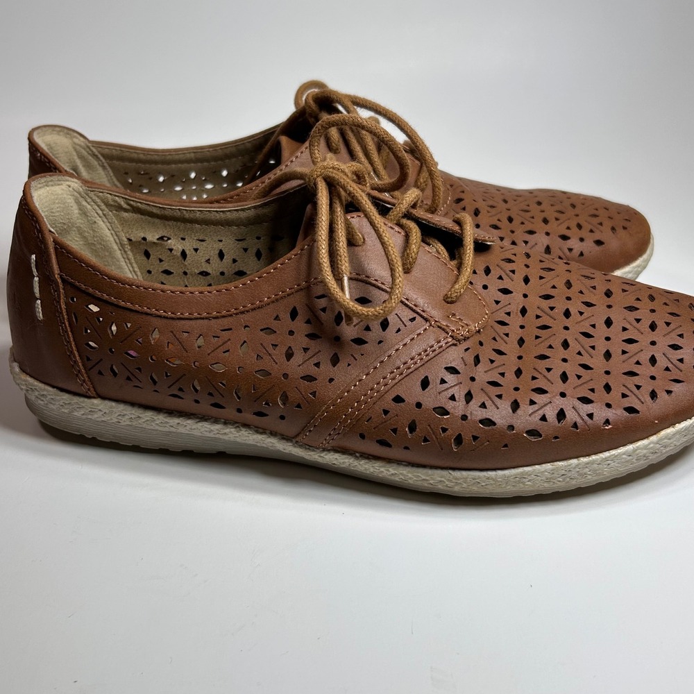 Earth Spirit Gelron Brown Laser Cut Perforated Lace Up Oxfords Womens 8 - Picture 10 of 14